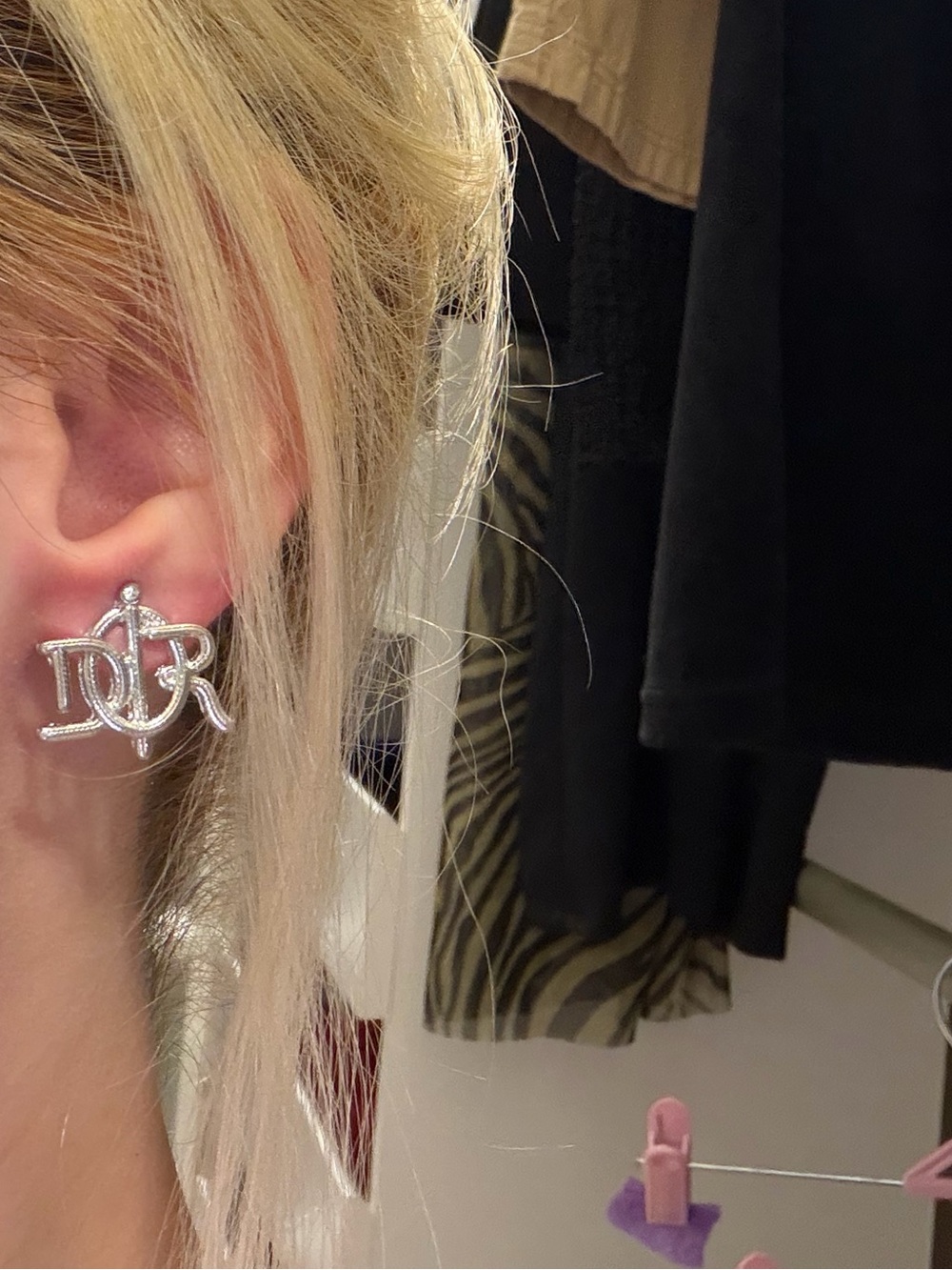 DIOR Script Logo Stud Earrings